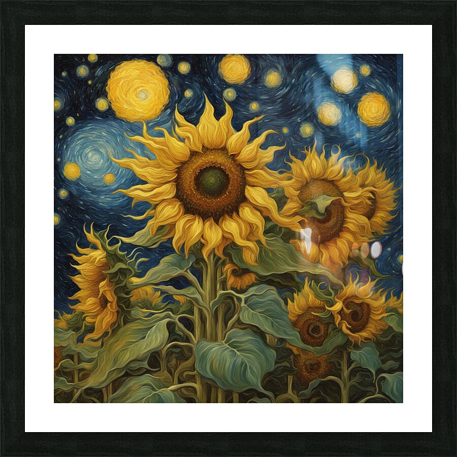 Starry Sunflower Picture Frame print