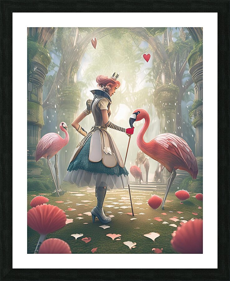 Flamingos In The Garden Picture Frame print