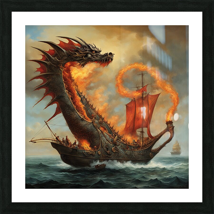 Dragon Ship Picture Frame print