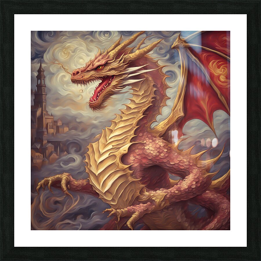 Red Dragon Sky Picture Frame print