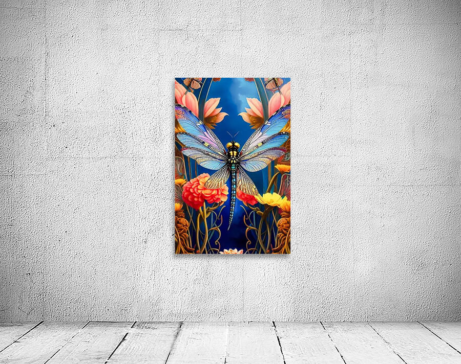 Blue Yellow Dragonfly Wall Preview