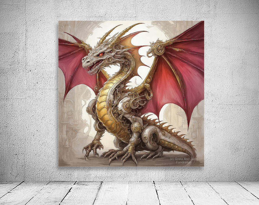 Red  Gold Dragon Wall Preview