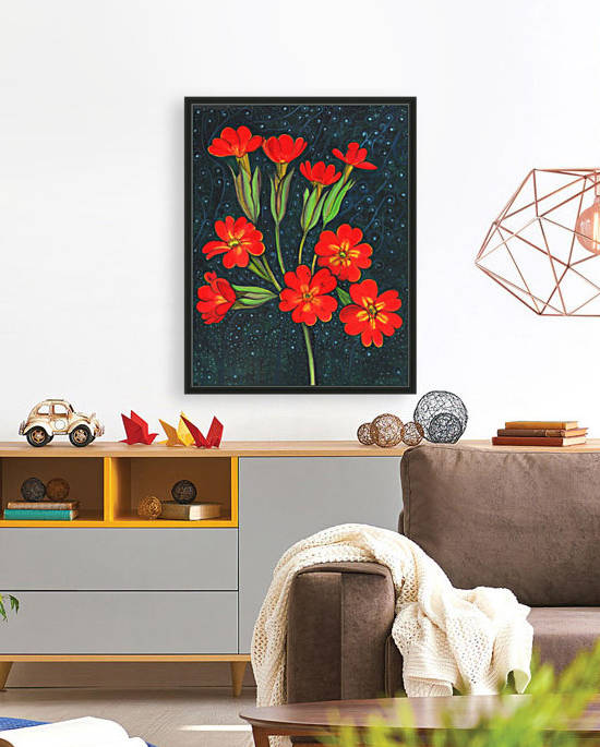 Red flowers shining in a magical starry night by CLAUDIA BRANDES