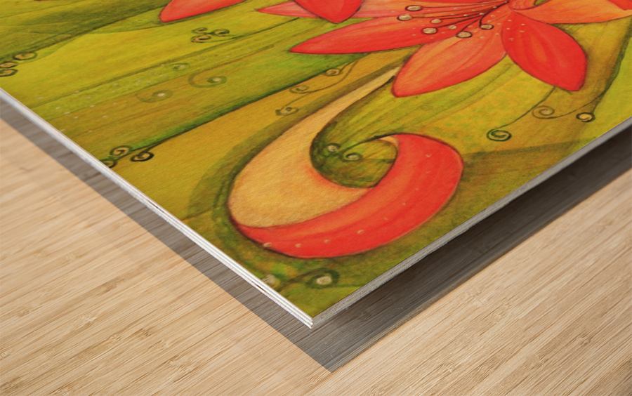 Orange lily´s Wood print