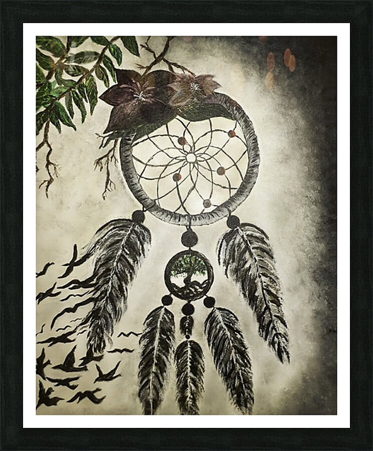 Flower Dreamcatcher Picture Frame print