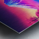 synthwave style snowy fuji yama future Metal print