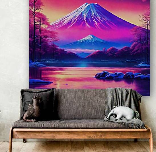 synthwave style snowy fuji yama future by khalidachrab