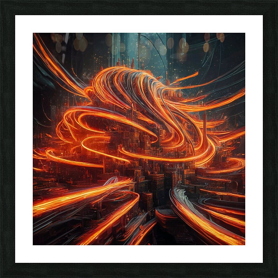 a stunning futuristic cityscape brimming with vib Picture Frame print