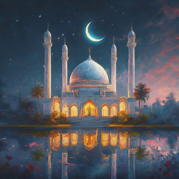 Moslem Mosque Crescent Stars Islamic Painting 7 Digital Download