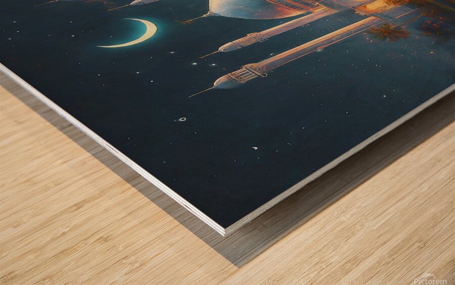 Moslem Mosque Crescent Stars Islamic Painting 7 Wood print
