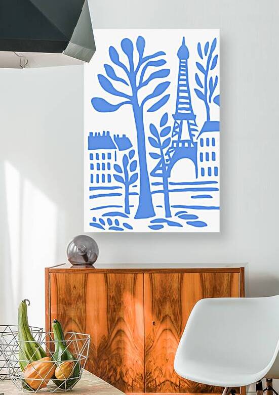 Paris Eiffel Tower Blue Cut Out Modern Stencil Poster by Une Affaire de Filles