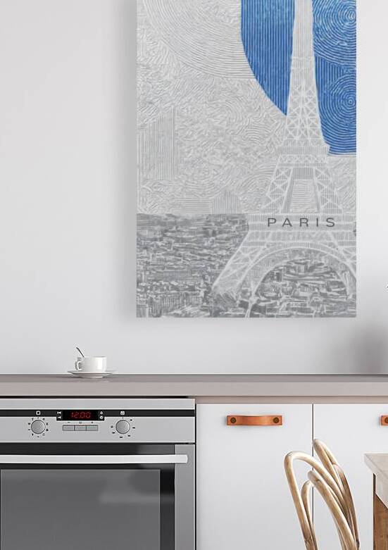 Paris Eiffel Tower Blue Contemporary Relief Art Poster by Une Affaire de Filles