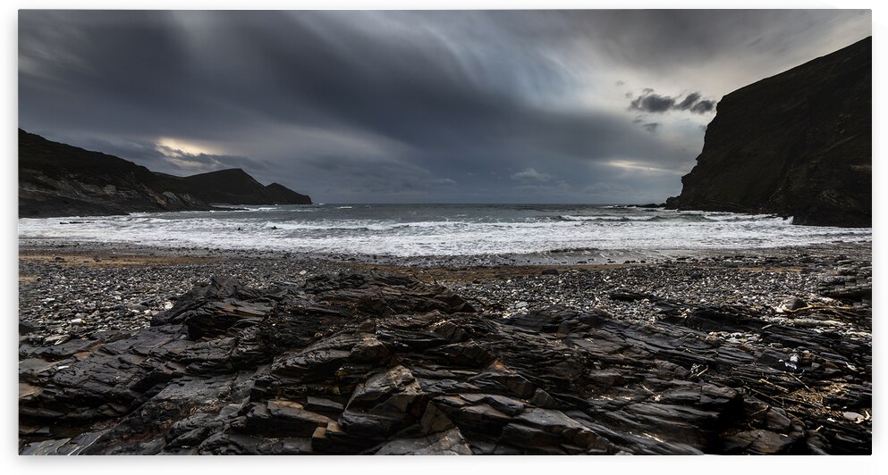 Crackington Haven Cornwall Panorma. by maggie mccall