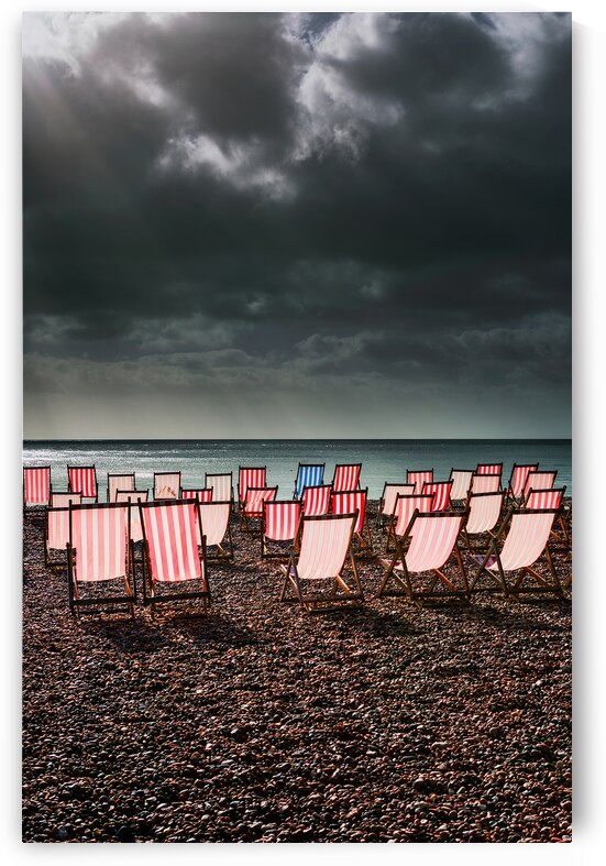 Deckchairs Beer Beach Devon by maggie mccall