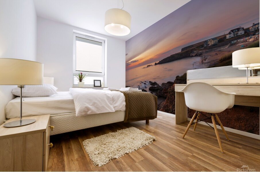 Crooklets Beach Sunset Bude Cornwall Mural print