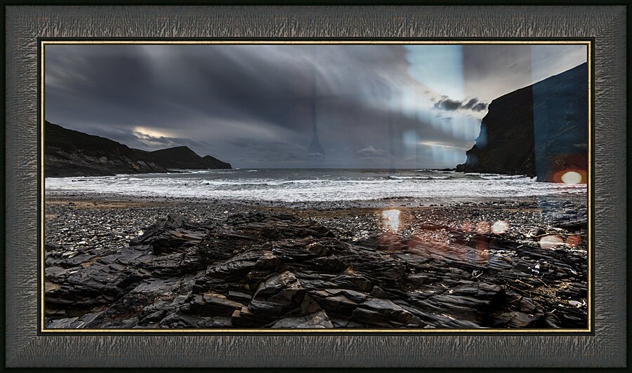 Crackington Haven Cornwall Panorma. Picture Frame print