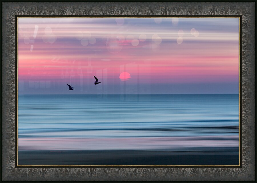 Impressionistic Sunset at Widemouth Bay Bude Cornwall. Picture Frame print