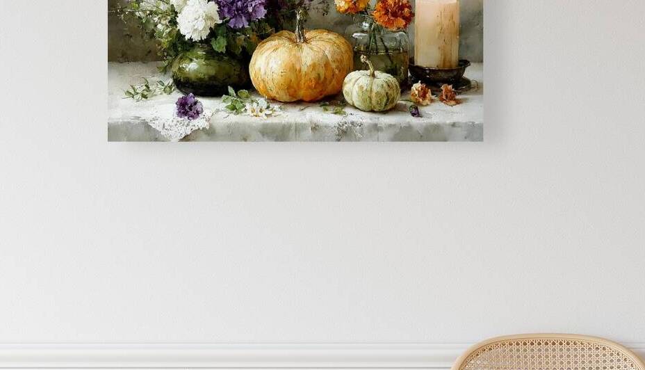 Pumpkins & Autumn Blooms by Minova Art