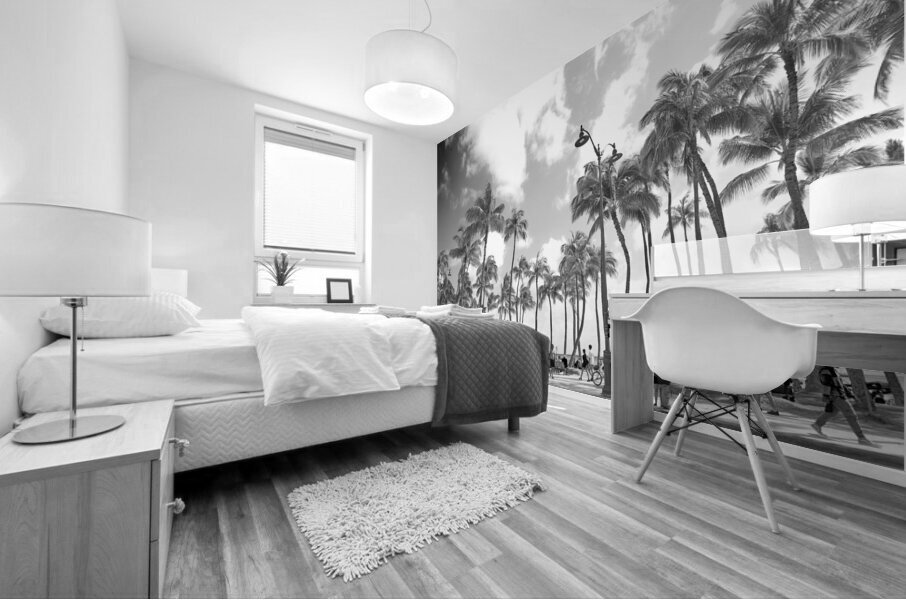 Hawaii Palms BW Mural print