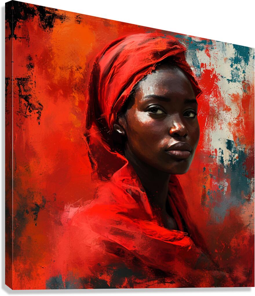 A Striking Portrait in Red Canvas Print