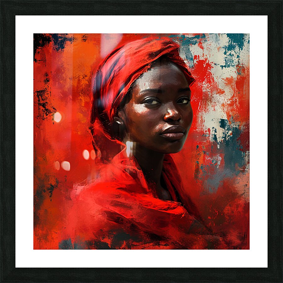 A Striking Portrait in Red Picture Frame print