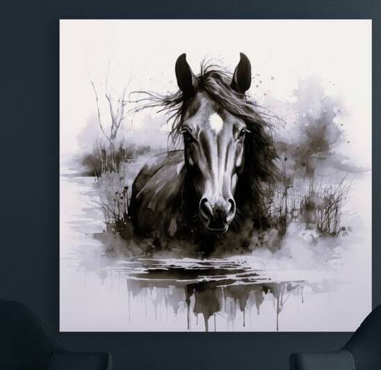 The black horse of the marsh  by Digiart
