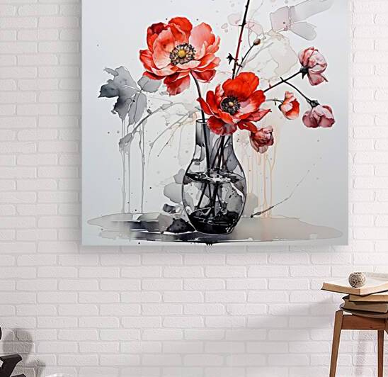Watercolor Poppies in a Glass Vase  by Digiart