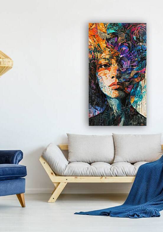Abstract Womans Portrait Merged with Vibrant motifs by Digiart