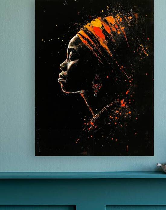 African Silhouette Vibrant Profile Splashed with by Digiart