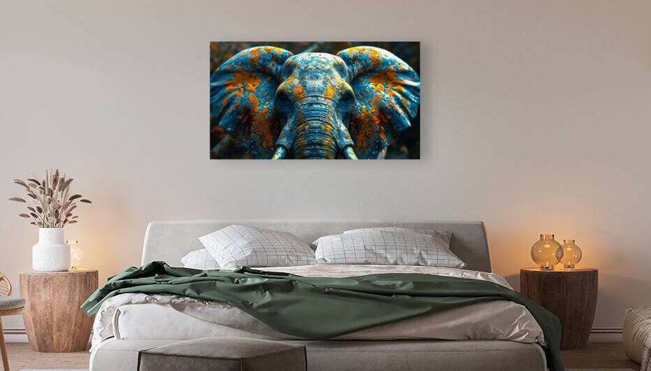 An Elephant Adorned with Color Splashes by Digiart