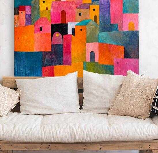 Cubist Coastal Village by Digiart