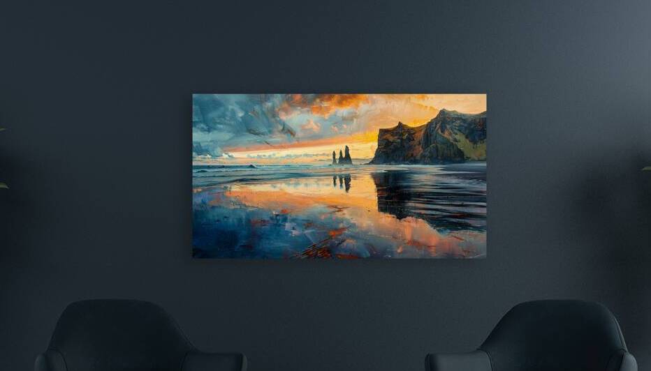 Crimson Shoreline Dusk by Digiart