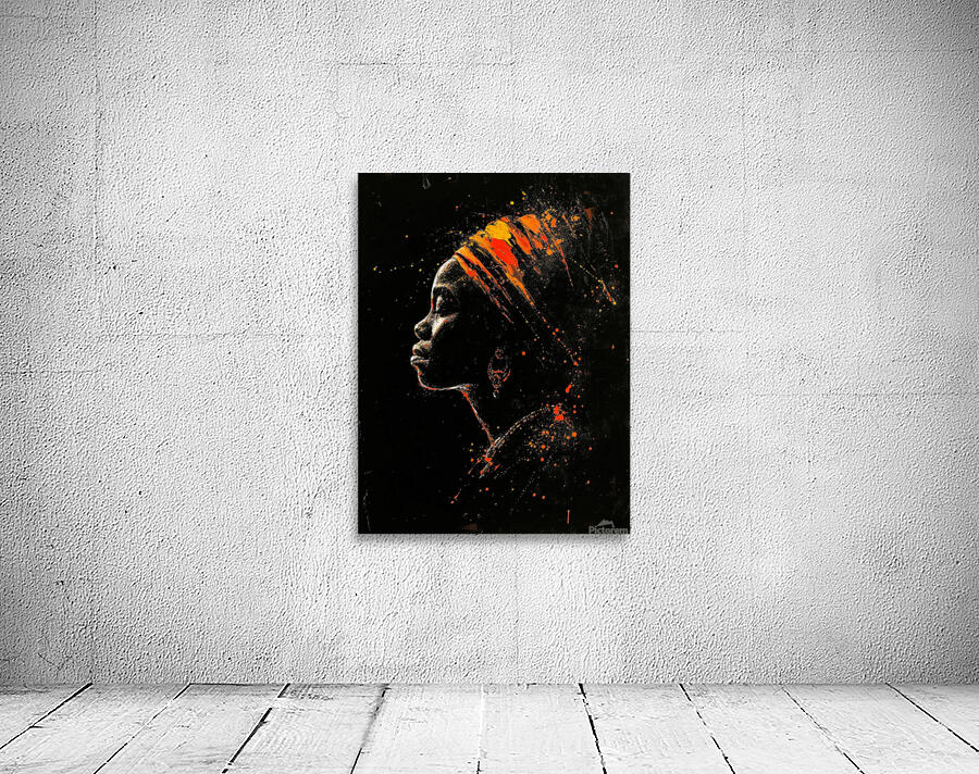 African Silhouette Vibrant Profile Splashed with Wall Preview