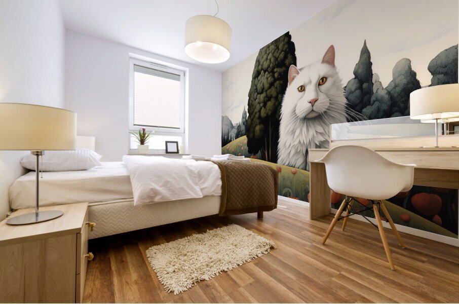 White Cat Mural print
