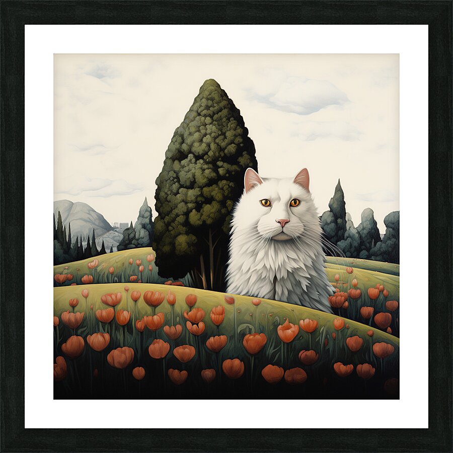 White Cat Picture Frame print