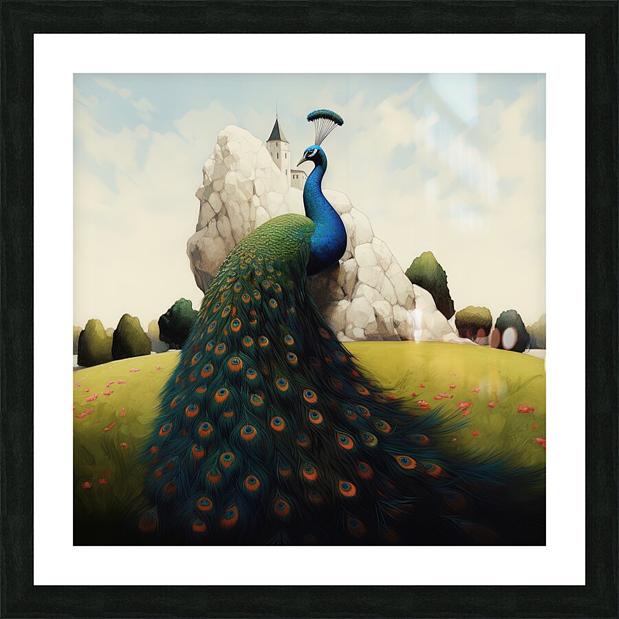 Grand Peacock Picture Frame print