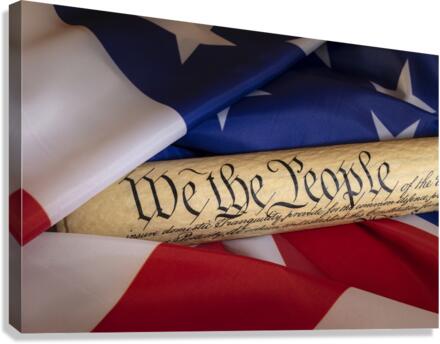 Constitution and American Flag Canvas Print