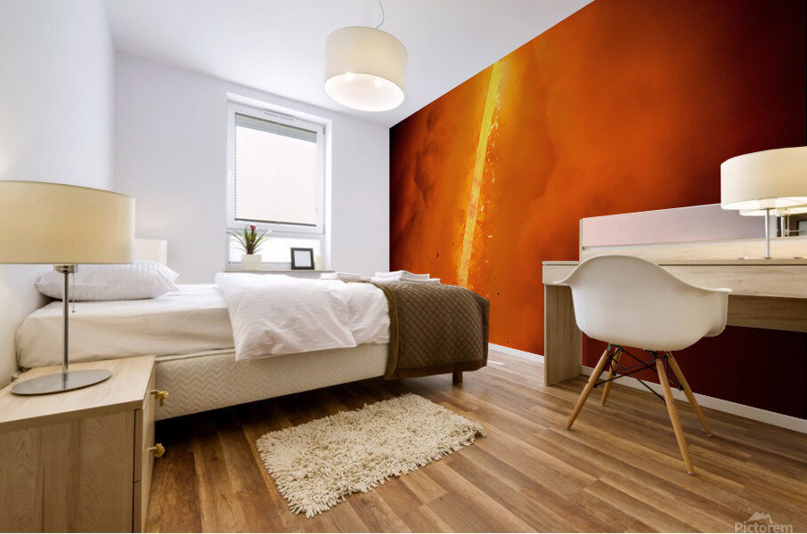 Exploding lava flow in Hawaii Mural print