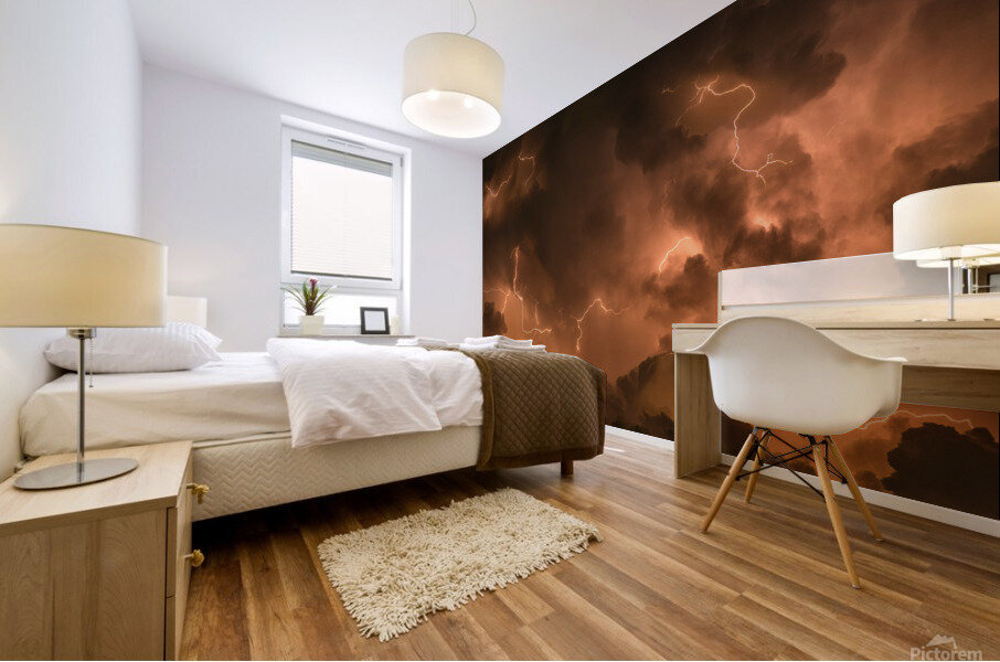 Dramatic Lightning at Night  Mural print