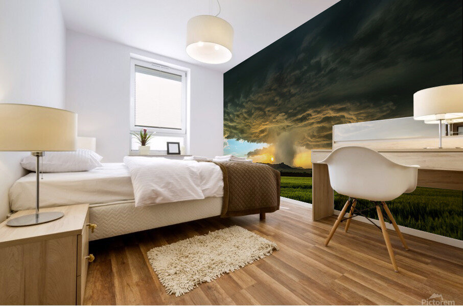 Tornadic Cell over Grassy Field Mural print