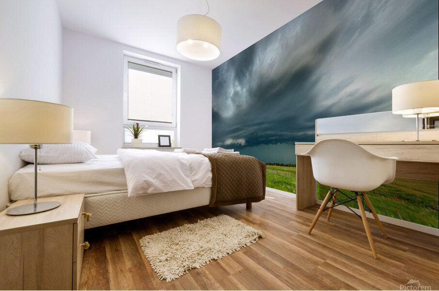 Tornadic Cell over Grassy Field Mural print