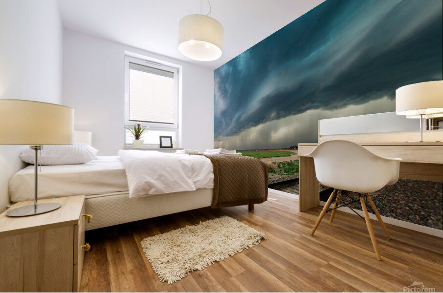 Tornadic Cell over Grassy Field Mural print