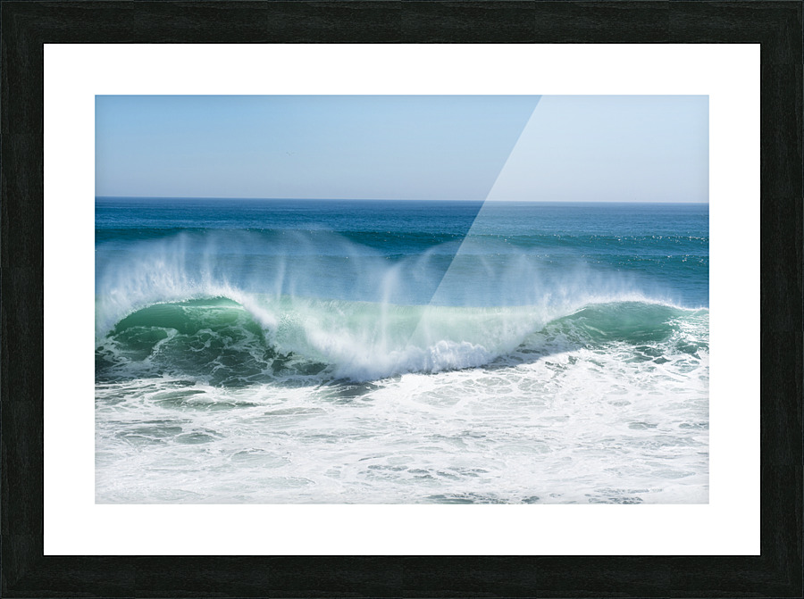 Wave crest breaking along beach Picture Frame print