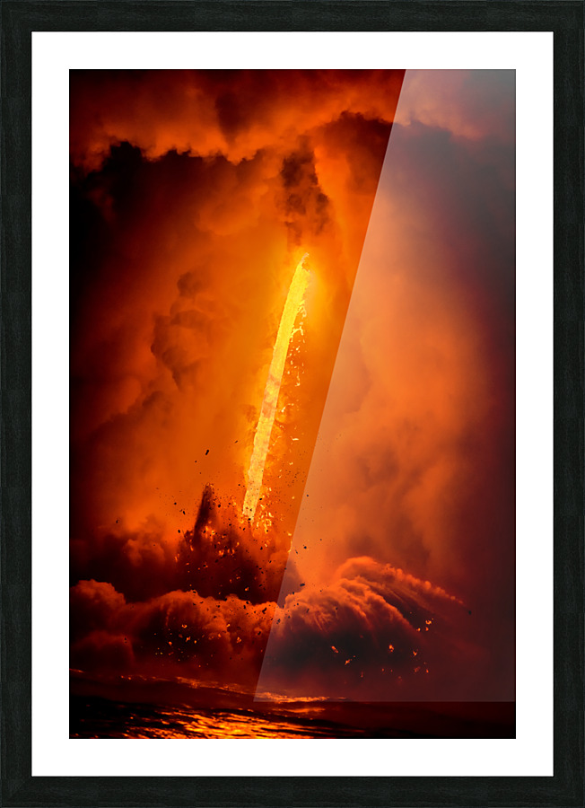 Exploding lava flow in Hawaii Picture Frame print