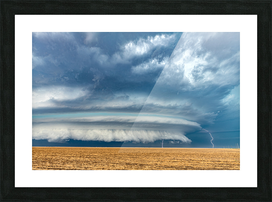Lightning over Plains Picture Frame print
