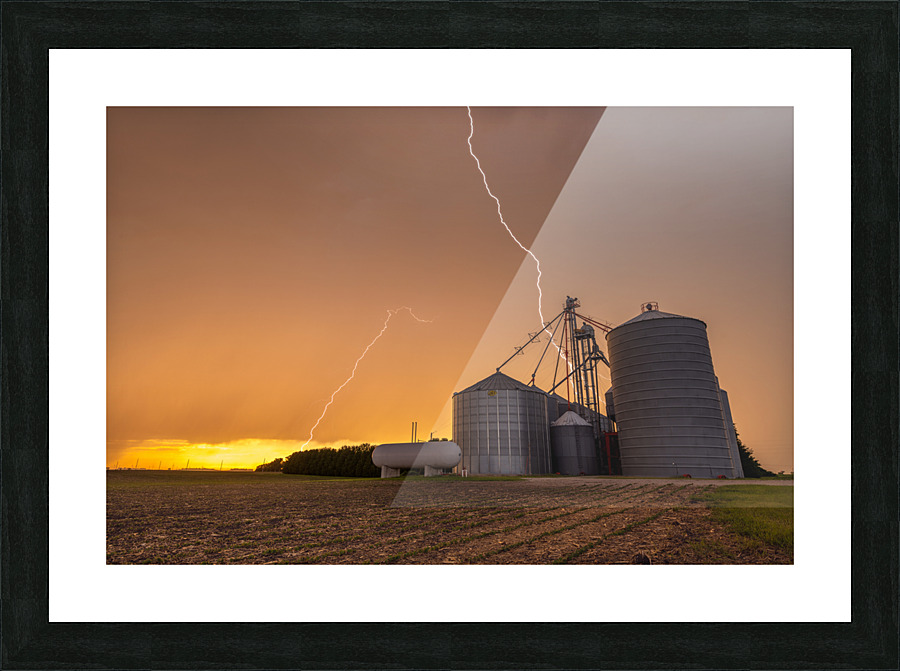 Lightning over feed Processing Plant Picture Frame print