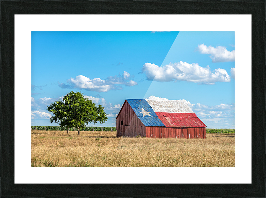 Barn with Texas Flag Picture Frame print