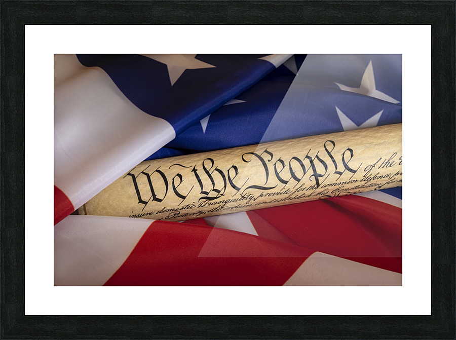 Constitution and American Flag Picture Frame print