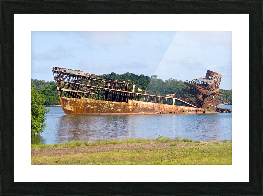 Wrecked freighter Picture Frame print