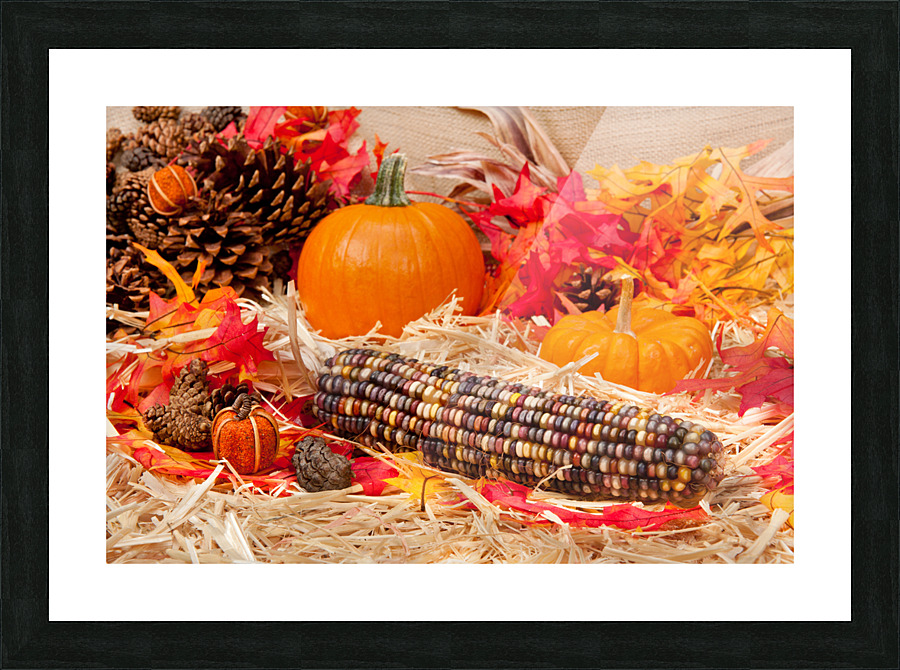 Autumn theme with corn Picture Frame print
